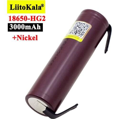 Liitokala new HG2 18650 3000mAh battery 18650HG2 3.6V discharge 20A, dedicated For hg2 batteries + DIY Nickel