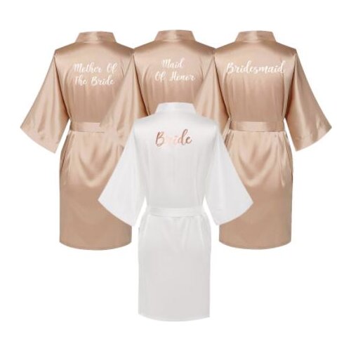 Satin Silk Robes Plus Size Wedding BathRobe Bride Bridesmaid Dress Gown Women Clothing Sleepwear Maid of Honor Rose Gold