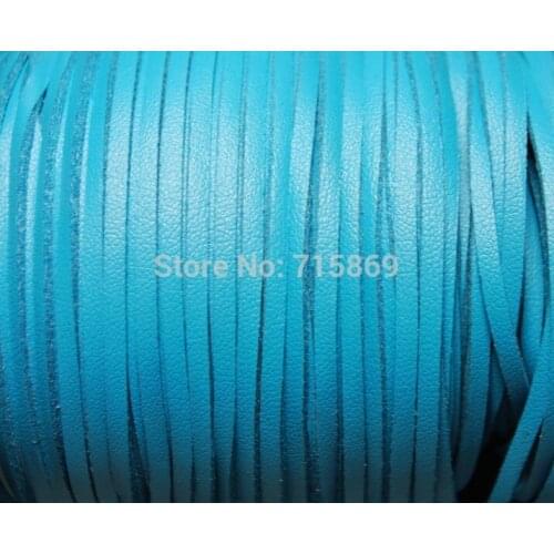 Free Ship 100 Meters 10mm Teal Color Flat ONE SIDE Leather Flat Faux Suede Leather Cord
