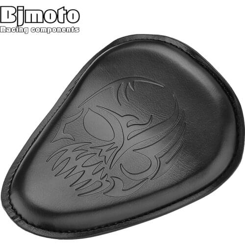 BJMOTO Cool Skull Motorcycle Leather Solo Slim Seat Cover Pad For Harley Sportster Bobber Chopper Custom