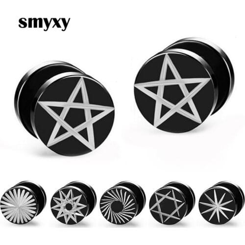 1 piece 8/10mm Black Round Stainless/Titanium Steel Dumbbell Stud Earrings For Men and Women New Pop Hip Hop Rock Ear Jewelry