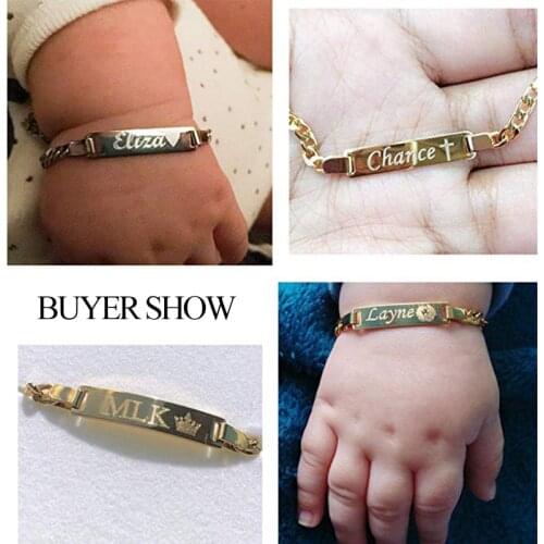 Custom Engrave Mom Baby Names Birthday Date Bracelets Figaro Link Chain Smooth Bangle Personalize Family Love Gifts Jewelry
