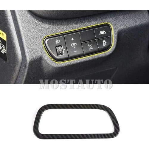 For Kia Seltos 2019-2020 ABS Carbon Fiber Front Head Light Switch Button Frame Cover 1pcs Car Accessories Interior Car Decor