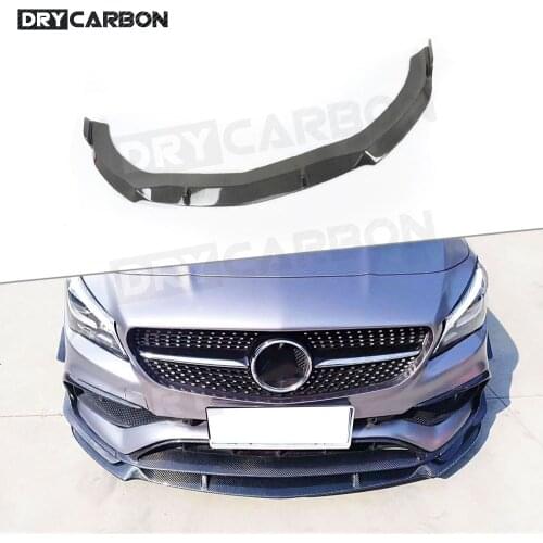 For W117 CLA Class Car Racing Carbon Fiber Front Bumper Lip Spoiler for Mercedes Benz CLA200 CLA250 CLA45 AMG 2016-2018 B Style