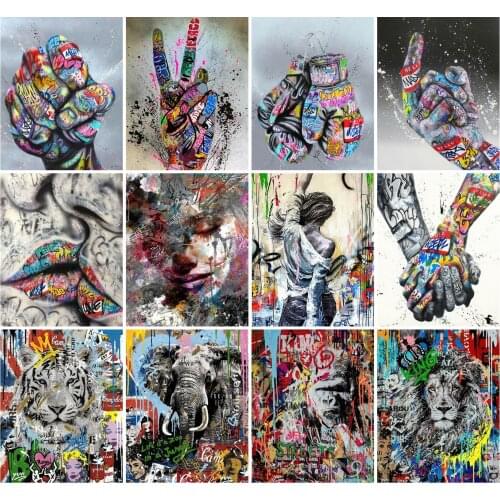 AZQSD Painting By Numbers Lion Street Graffiti HandPainted Pictures By Numbers Animals Girl Unique Gift For Children Home Decor