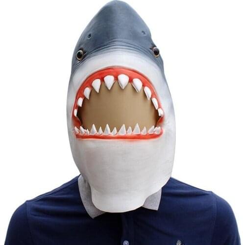 Latex Animal Mask Costume Accessory Novelty Halloween Party Head Mask Shark MaskScary Fancy Dress Party Ocean Fish Cosplay mask