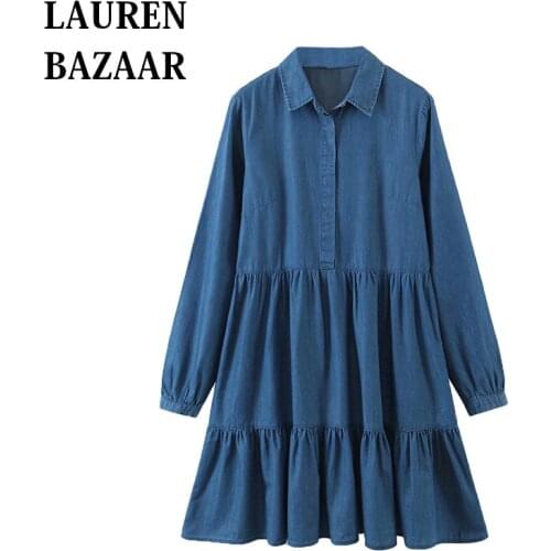 Модные джинсовые платья LAUREN BAZAAR China At AliExpress