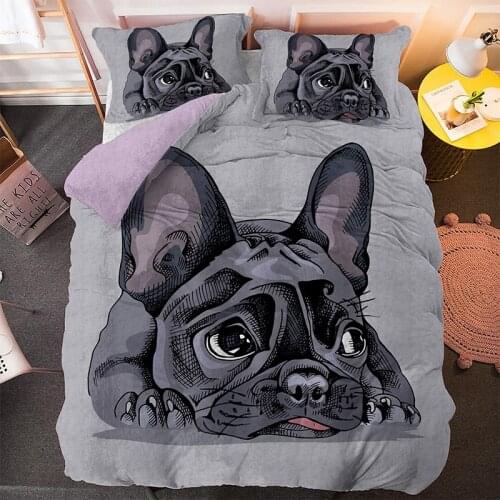 Cartoon Pug Duvet Cover Set Cute Dog 3D Beding 3pcs Single Twin Queen King Size Bed Drop Shipping Bedding Luxury Gifts