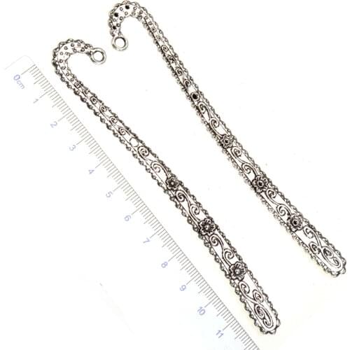 Retro Silver Bookmarks diy Shool StatiOnery Stores Flower Can Set Crystal Metal Wedding Crafts Jewelry Accessories 124mm 5Pcs