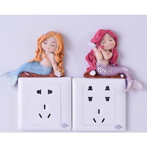 Mermaid Switch Stickers Wall Sticker Creative Personality Cute Socket Protector Modern Simple Bedroom Decoration