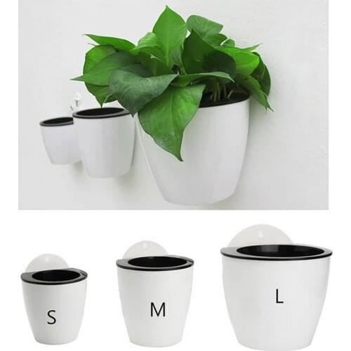Wall-Mounted Resin Flower Pot With Automatic Water Absorption Wall Hanging Vase Home Decoration