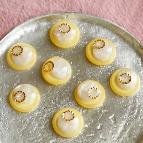 Natural fritillary slices enclosed in cute custard resin half pill earrings patch handmade DIY homemade jewelry accessories