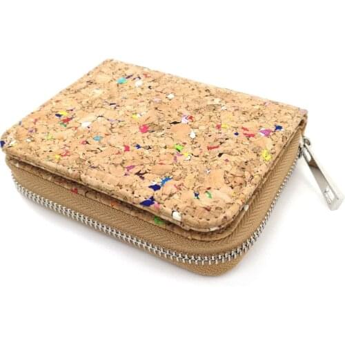 Rustic Cork Card Wallet Mini Vegan Short Wallets for Women Men Wooden Coin Purse Eco-friendly