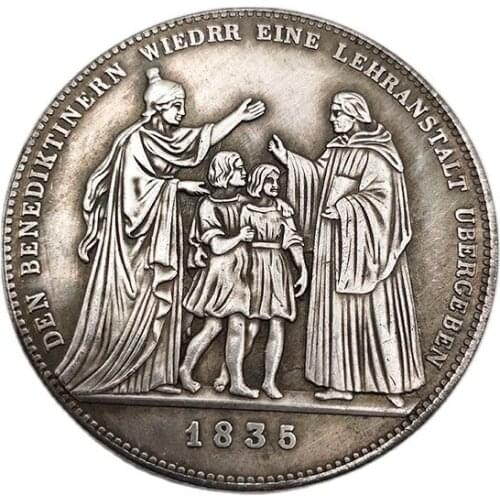 1835 German Commemorative Coin Ludwig I King of Bavaria Benedictine School Souvenirs Home Decoration Crafts Desktop Ornaments