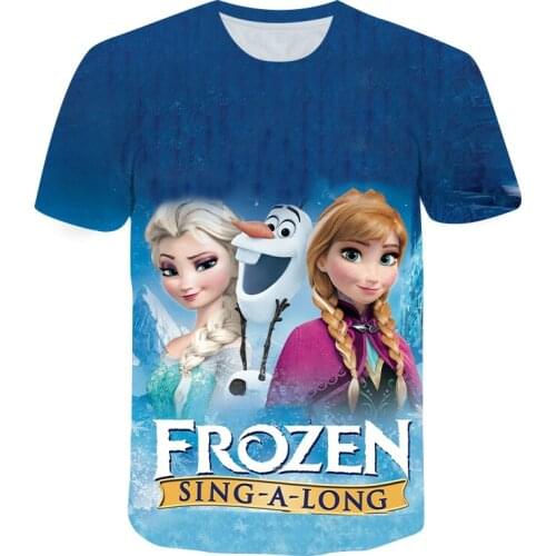 Summer New Frozen 2 Olaf Anna Elsa Girl Tshirt 3D Digital Printing Kids Clothes Toddler Tops Tees Costumes