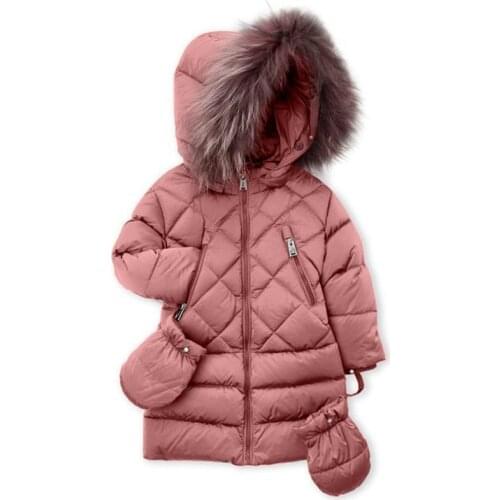 New Childrens Coat Fall Winter Baby Boys Girls Cotton-padded Parka & Coats Warm Long Jackets Casual Suit Sleeves with Gloves