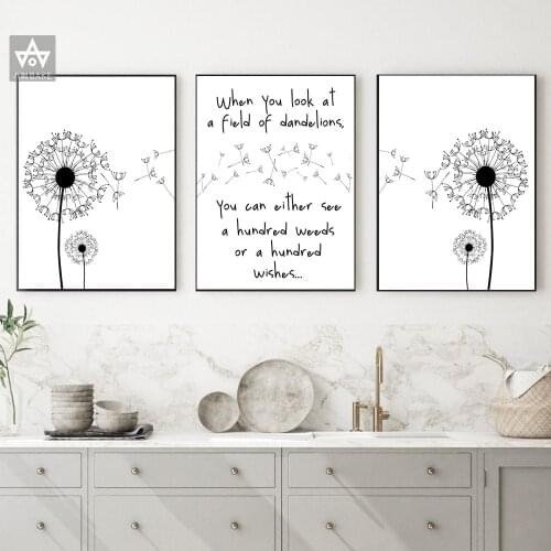 Dandelion Quote Wall Art Nursery Flower Art Print Motivational Canvas Painting Scandinavian Living Room Home Decoration Picture