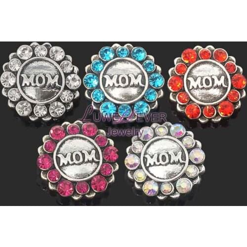 Wholesale w267 mom 18mm 20mm rhinestone metal snap button for Bracelet Necklace Jewelry For Women jewelry Fashion accessories