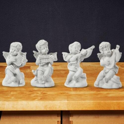 4pcs Resin Angel Playing Musical Instrument Garden Figure Home Garden Ornament Angle Sculpture Desktop Decorative Statue