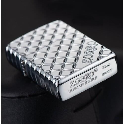 All Sides Carved Brass Kerosene Lighter Windproof Gasoline Oil Original Zorro Smoking Cigarettes Accessories High End Men Gift