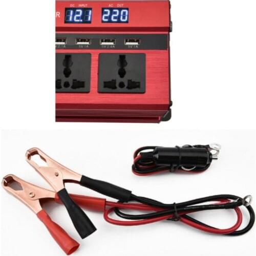 1200W LED Power Inverter Converter DC 12V To AC 220V 4 USB Ports Charger Auto Vehicle Short-circuit Protection