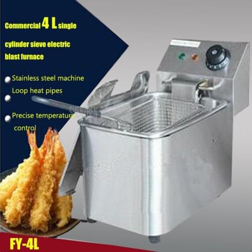 1PC FY-4L Commercial Single-cylinder Open Fryer Chicken Frying Equipment Commercial Deep Fryer