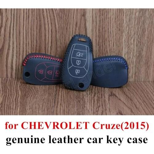 Only Red the lowest price Hand Sewing Genuine Leather Car Key Case Exquisite Handmade Key Cover Fit for CHEVROLET Cruze(2015)