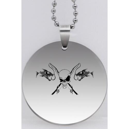 Ufine time jewelry dad gift pendant army card Bones and fish stainless steel customed necklace N4477