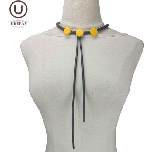 UKEBAY New Tassel Choker Necklace Women Wood Jewelry Gothic Black Chokers Jewellery Short Necklace Party Clothes Chain Wholesale