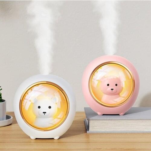 200ML Mini Portable Air Humidifier Fogger Cute Pet Bear USB Ultrasonic Aroma Diffuser with LED Light Home Humidificador Diffusor