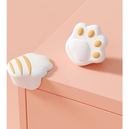 Cartoon Cat Paw Table Corner Protector Safe Eco-friendly Silicone Baby Proofing Angle Edge Guard Cover for Table