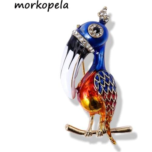Morkopela Bird Enamel Pin Party Brooch Jewelry Vintage Rhinestone Clothes Scarf Clip Accessories Brooches For Women