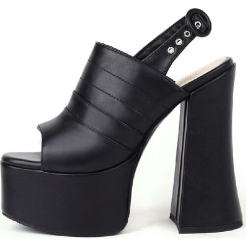 2021 New Super High Sandals For Women Heel Height 15cm Ladies Shoes Plus Big Size 46 Sandals Square Heel Womens Sandals