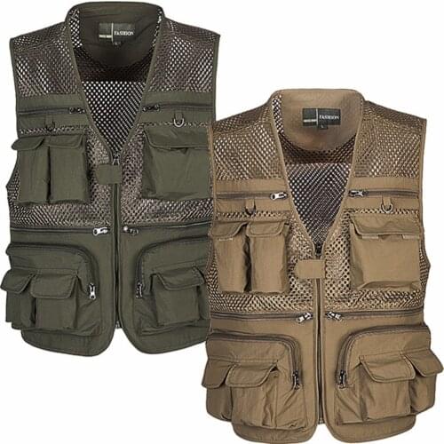 None Men Multi Pocket Fishing Vest Outdoor sport Vest Workwear Professional Photography Jassen Fishing Jacket colet pesca