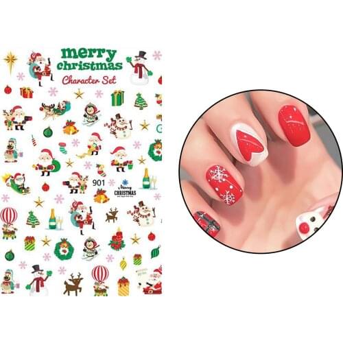 1 Shees Christmas Nail Art Stickers Self-Adhesive Santa Claus Snowflakes