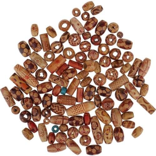 100x Set Large Hole Wooden Beads For Macrame Jewelry Bracelet Crafts Making Part Garment Beads DIY Apparel Sewing & Fabric