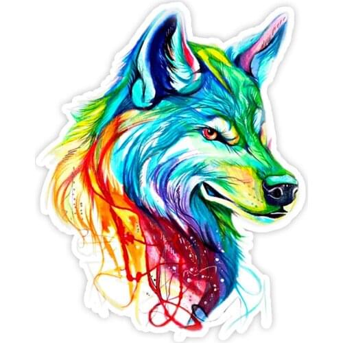 11366# Various Sizes Removable Decal Акварельный волк Car Sticker Waterproof Accessories on Bumper Rear Window Laptop