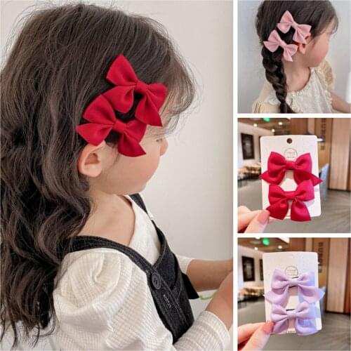 2PCS/Set New Girls Cute Cloth Flower Bow Solid Hairpin Kids Sweet Hair Decorate Clip Barrettes Headband Fashion Hair Accessories