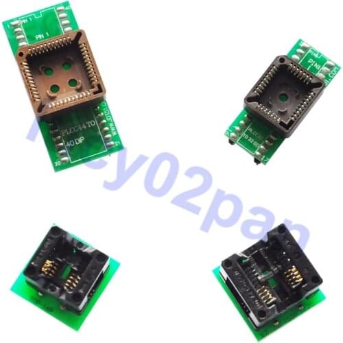 4PCS Programmer IC Sockets includes PLCC32-32,PLCC44-40,SOP8-DIP8 Adapter Kit,for TNM5000/TL866/WellonI/Willem EPROM programmer