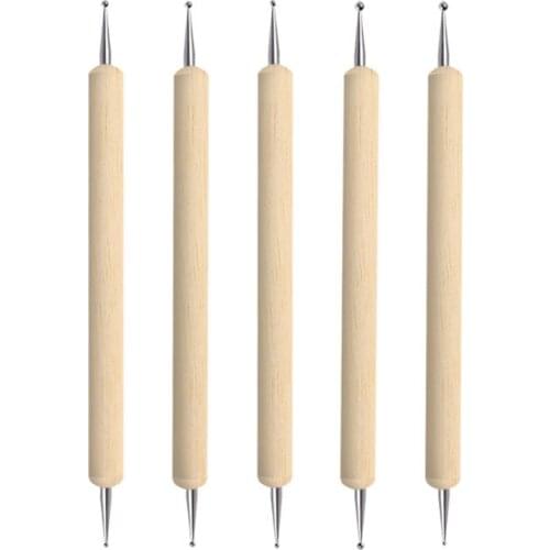 5PCS/Set Stainless Steel Ball Double Headed Modelling Ball Tools Polymer Clay Nail Drill Pens Manicure Tool Pottery Clay Dotting