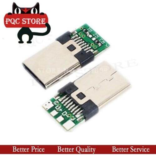 5PCS USB 3.1 TYPE-C male 8P plug with PCB board wire interface and long plug connector