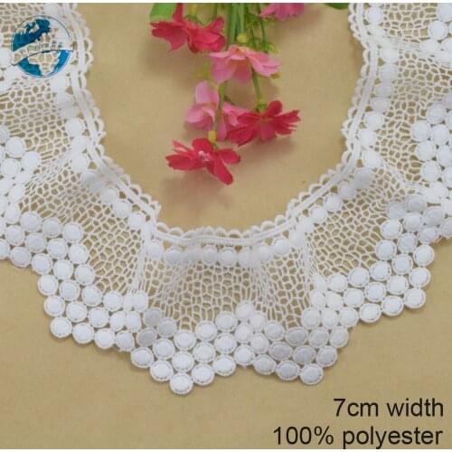 7cm white polyester embroidery lace french lace ribbon fabric guipure diy trims warp knitting sewing Accessories#3810