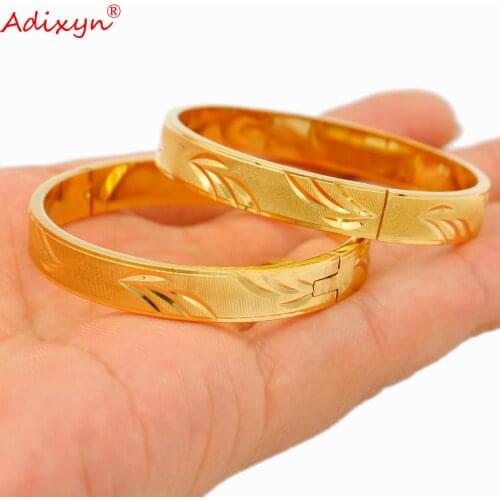 Adixyn 2PCS Lovely Childrens Bracelet Gold Color Baby Bracelet Bangle Boy Girls Birthday Party Jewelry Gifts N070120