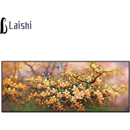 Large size Diamond Embroidery Yellow Flower Tree Birds Full Square Round Drill Diy Diamond Painting 5D Mosaic Wedding Decoration