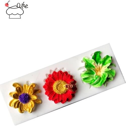Aouke Flowers Mould Fondant Cupcake Decorating Molds Cake Silicone Mold Sugarpaste Candy Chocolate Gumpaste Clay Mould A071