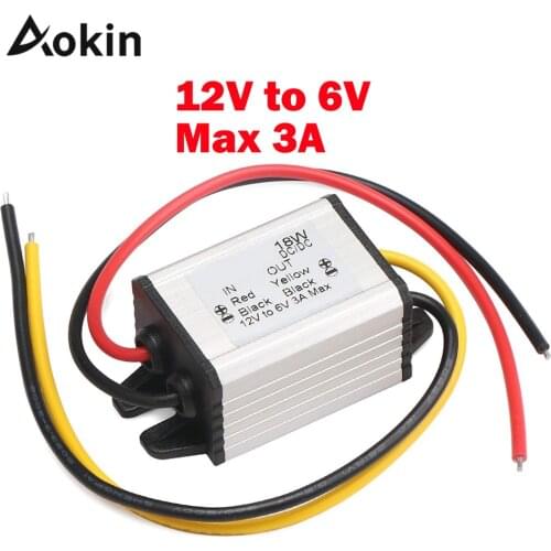 Car Power Converter Buck Voltage Regulator 12v To 6v Converter 3a 18w Waterproof High Efficiency Step Down Volt Module Power