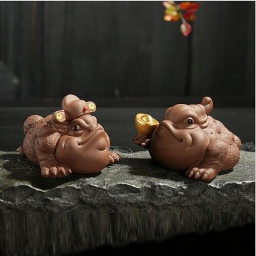 Toad Tea Pet Ornaments Purple Clay Purple Sand Tea Pet Handmade Ceramic Tea Accessories Home Decoration Crafts Gift Tea Tools