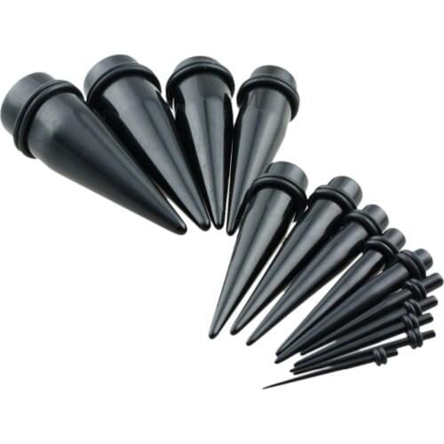 TUMBEELLUWA 1Pc Balck Acrylic Ear Taper O-Rings Plugs Flesh Tunnel Stretch Expander Piercing Earring Jewelry