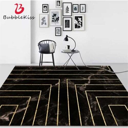 Bubble Kiss Nordic Style Black Marble Geometric Line Carpets For Living Room Hallway Doormat Anti-Slip Rug Bedroom Decor Mats