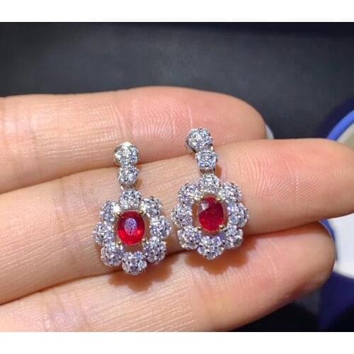 Elegant Engagement Gift Best Quality Ruby Earring 925 Sterling Silver Fahshion Natural and Real Ruby Earring